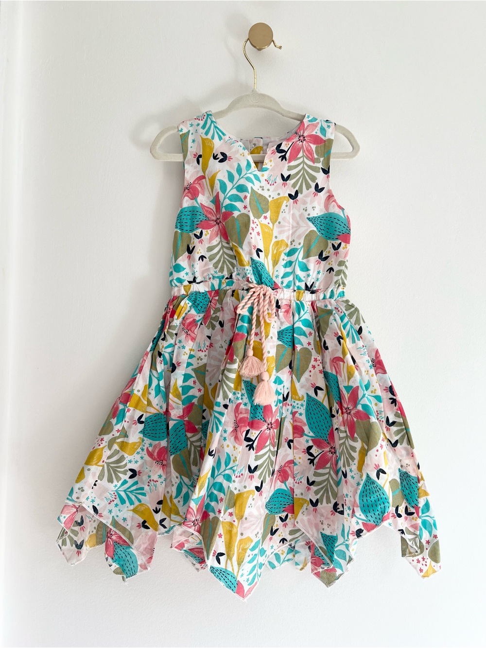 Tommy Bahama Tropical Floral Sleeveless Dress Kids Girl 3T w/Star Button Details - Picture 1 of 10